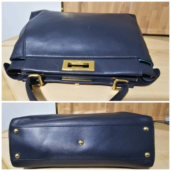 Authentic Fendi Peekaboo Normal Bag Deep Navy Blue - Picture 12 of 14